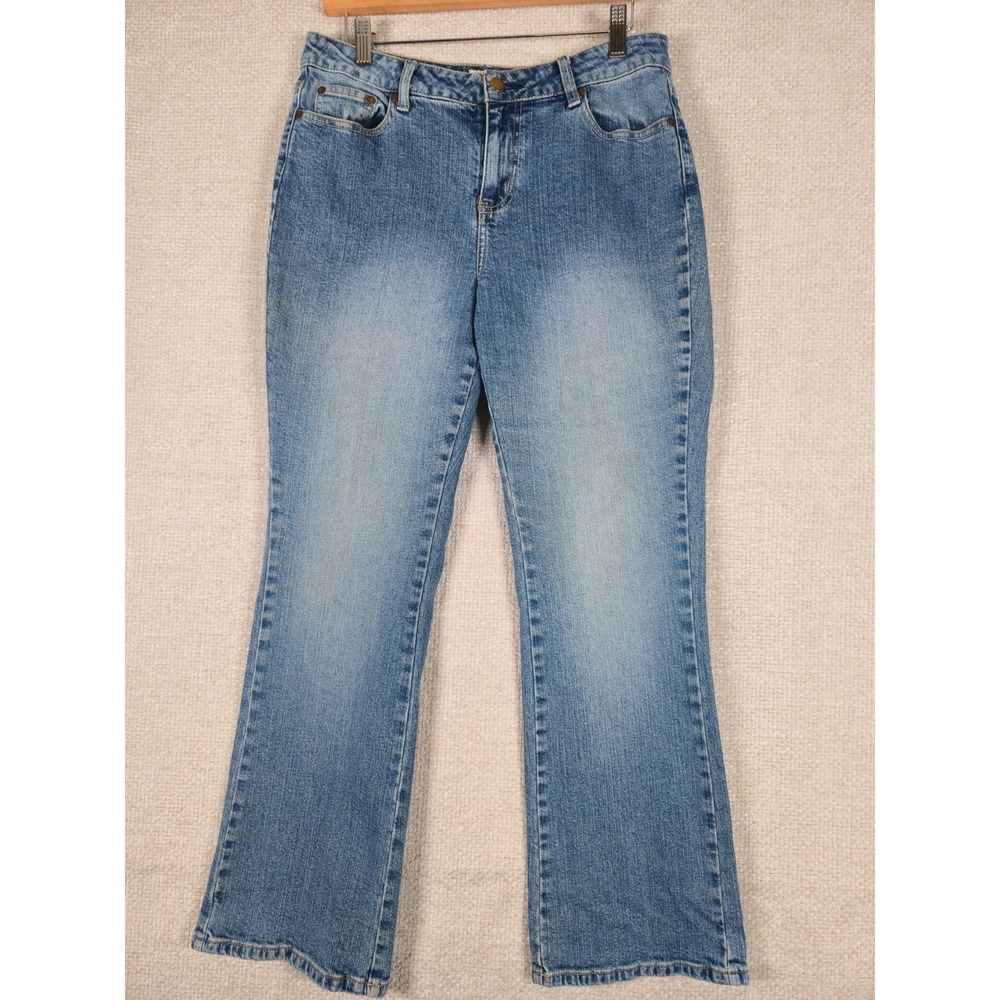 St. Johns Bay Stretch Bootcut Jeans Womens 12P Blue Denimโ Medium Wash